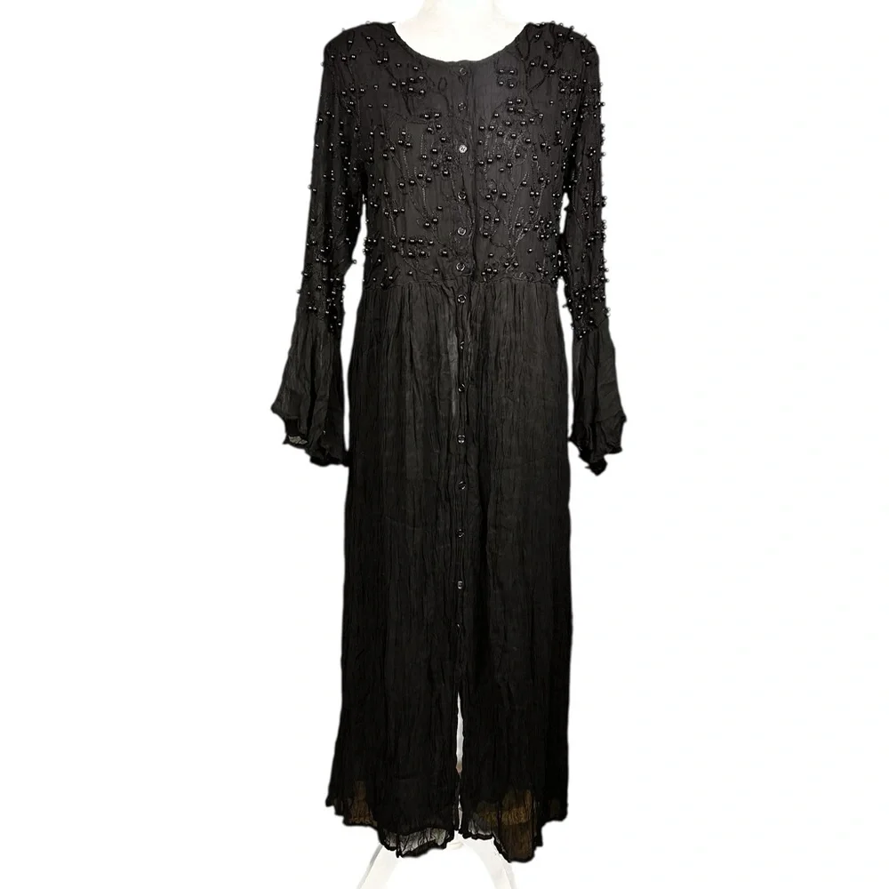 80's Jakelin Maxi Dress S FLAWS Witchy Whimsygoth Goth Fairy Grunge Thrashed - Picture 2 of 16